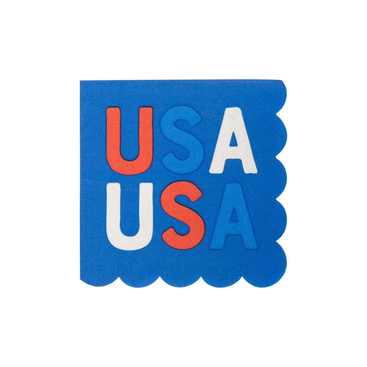 Holiday & Christmas Scalloped Napkins Red, White & Blue Patriotic Party Decor Pack of 24 Cocktail Napkins